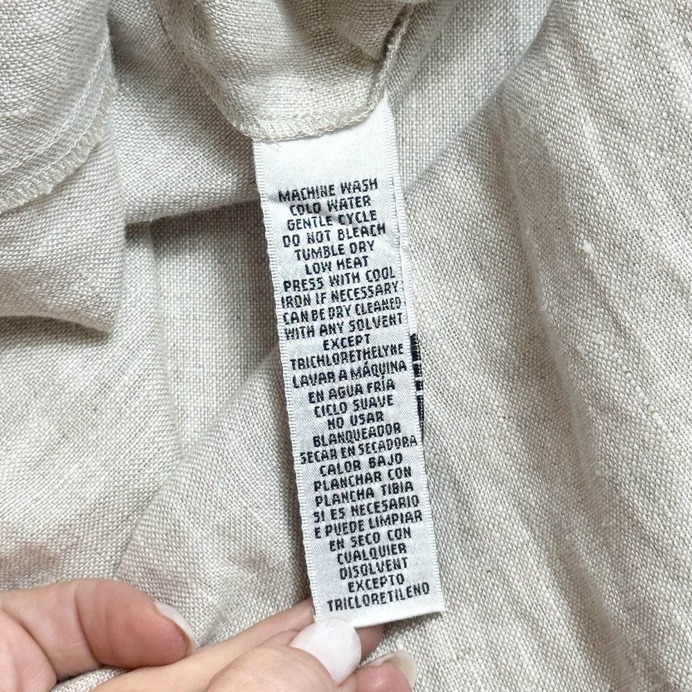 Vintage 100% Linen Maxi Shirt Dress M Sleeveless Minimalist Button Front Neutral - Picture 12 of 13